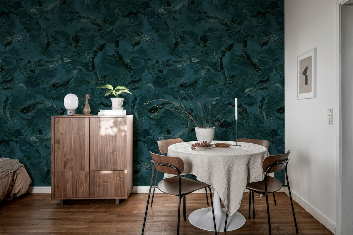 Atlantis Fish, Dark Mural Wallpaper - room preview 03