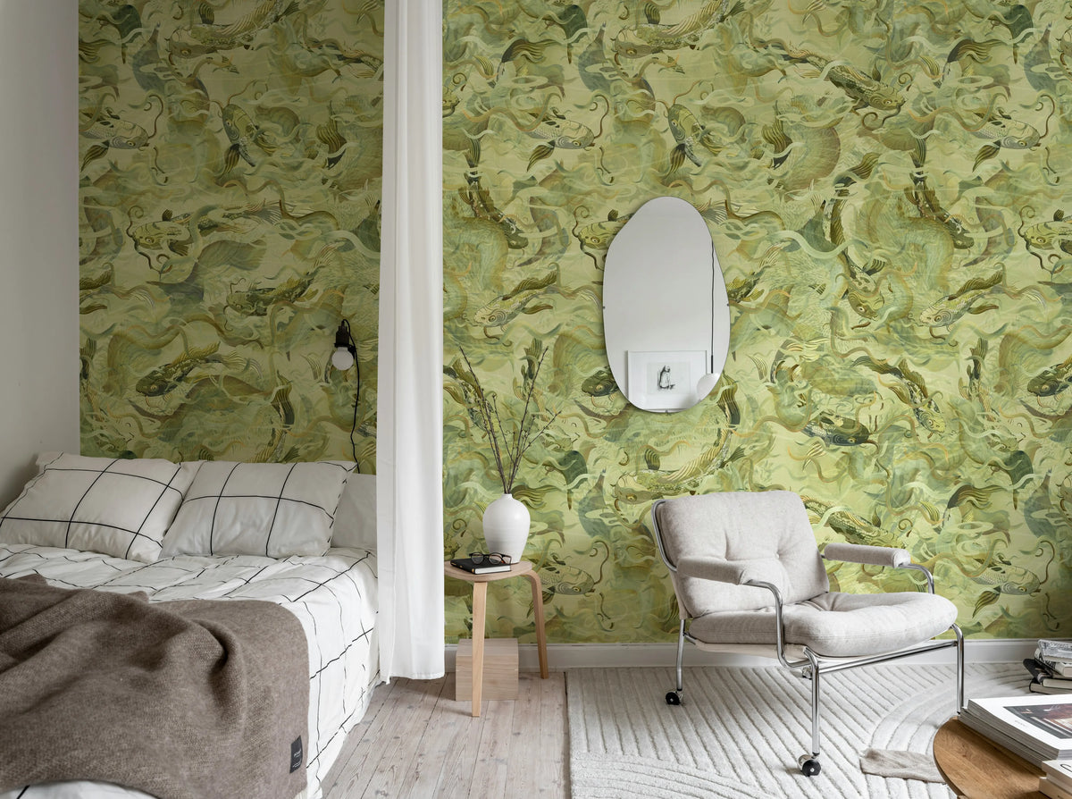 Atlantis Fish, Gold Mural Wallpaper - room preview 03