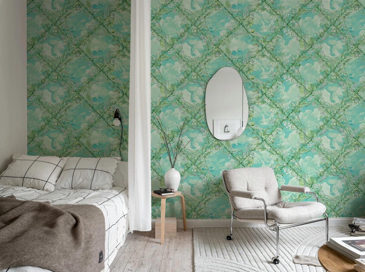 Babylon Sky, Green Mural Wallpaper - room preview 03