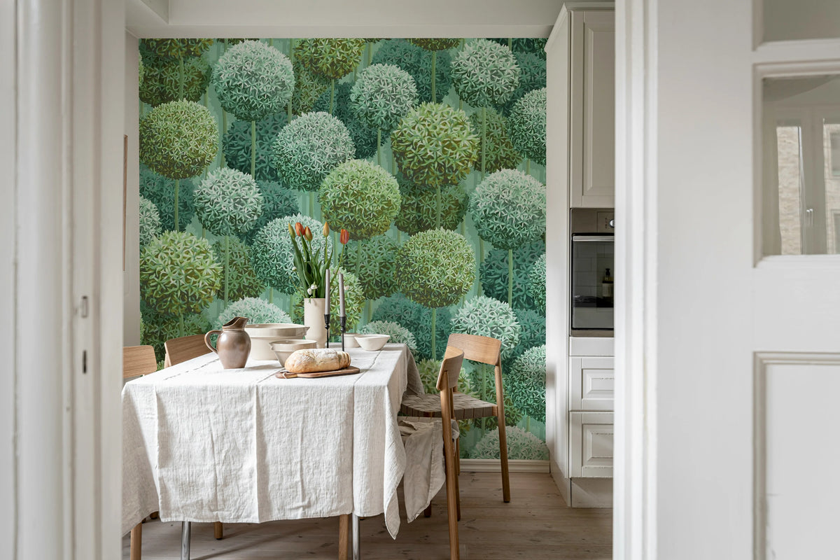 Elysian Flowers, Green Mural Wallpaper - room preview 03