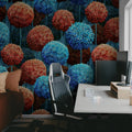 Elysian Flowers, Blue Mural Wallpaper - room preview 03