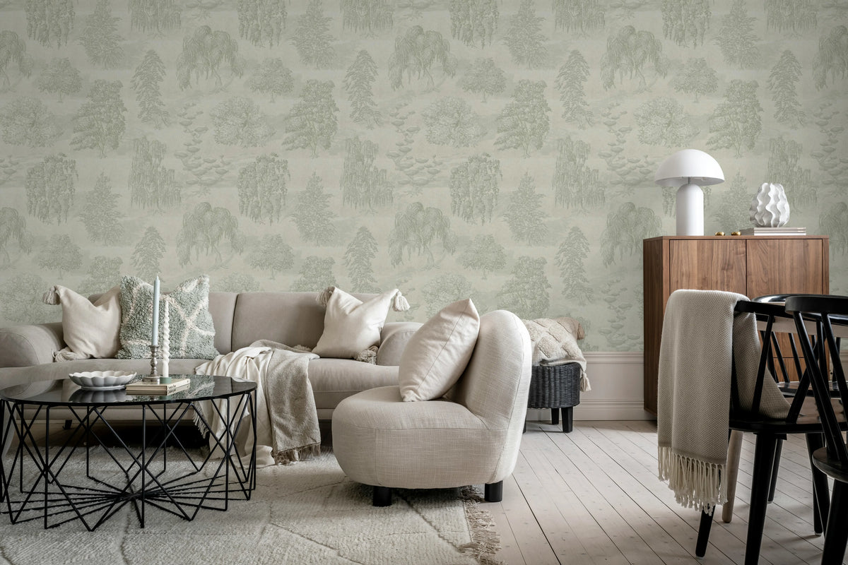 Yggdrasil Forest, Beige Mural Wallpaper - room preview 03