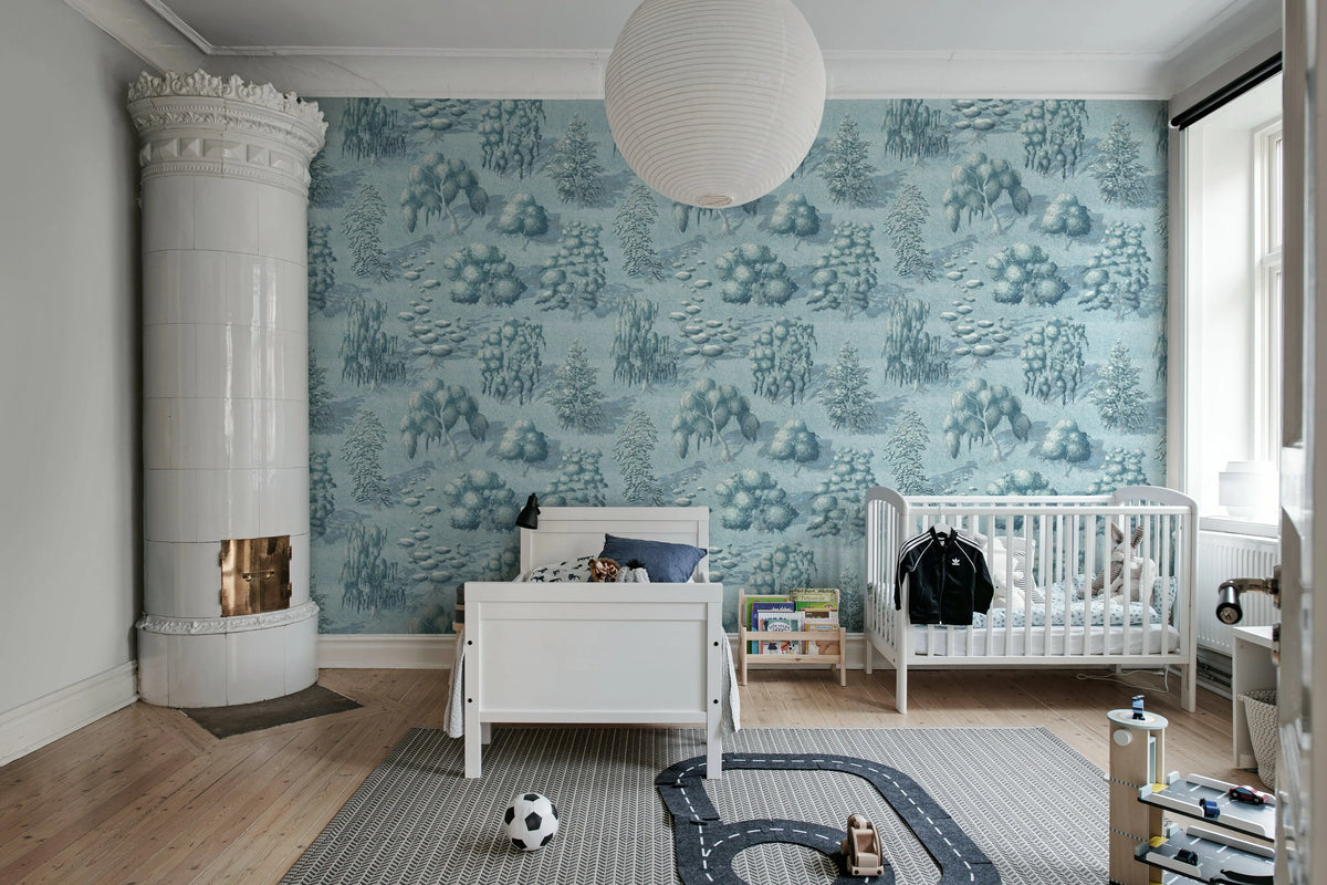 Yggdrasil Forest, Blue Mural Wallpaper - room preview 03
