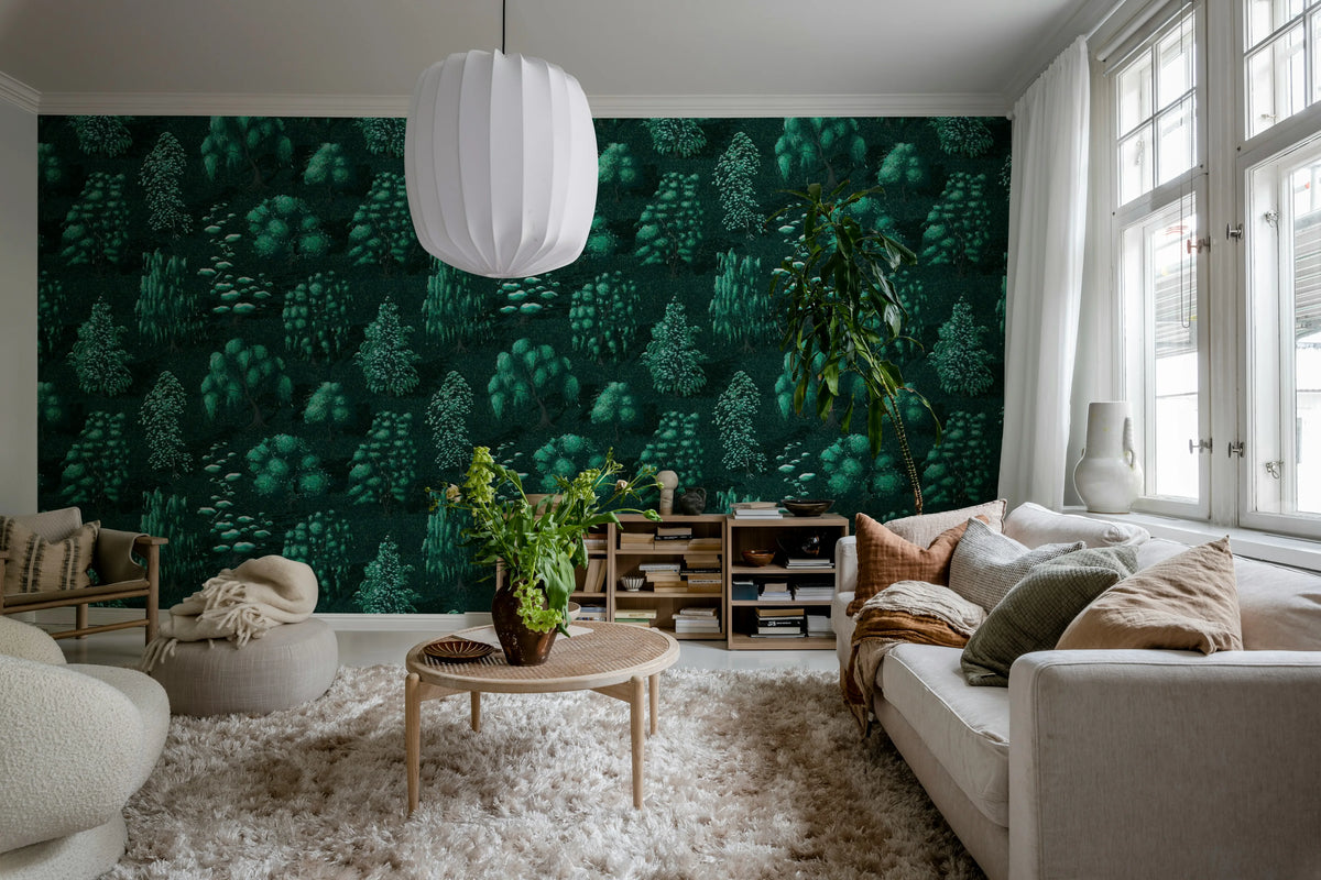 Yggdrasil Forest, Dark Mural Wallpaper - room preview 03