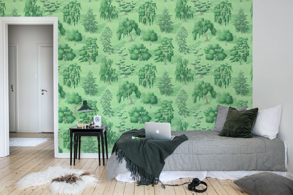 Yggdrasil Forest, Green Mural Wallpaper - room preview 03