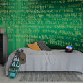 Code, Green Mural Wallpaper - room preview 03