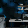 Hexagon, Blue Mural Wallpaper - room preview 03