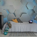 Hexagon, Gray Mural Wallpaper - room preview 03