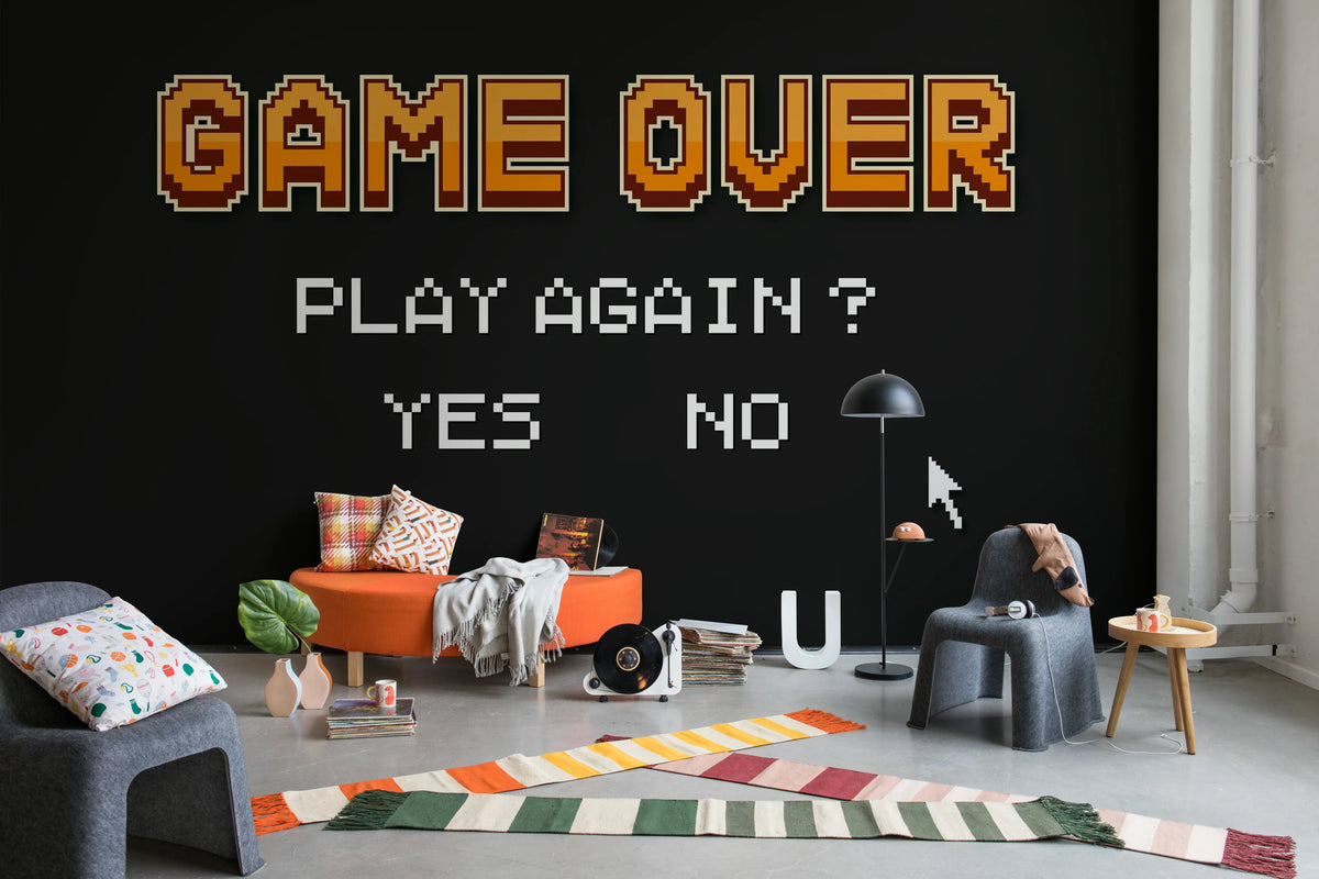 Play Again, Orange Mural Wallpaper - room preview 03