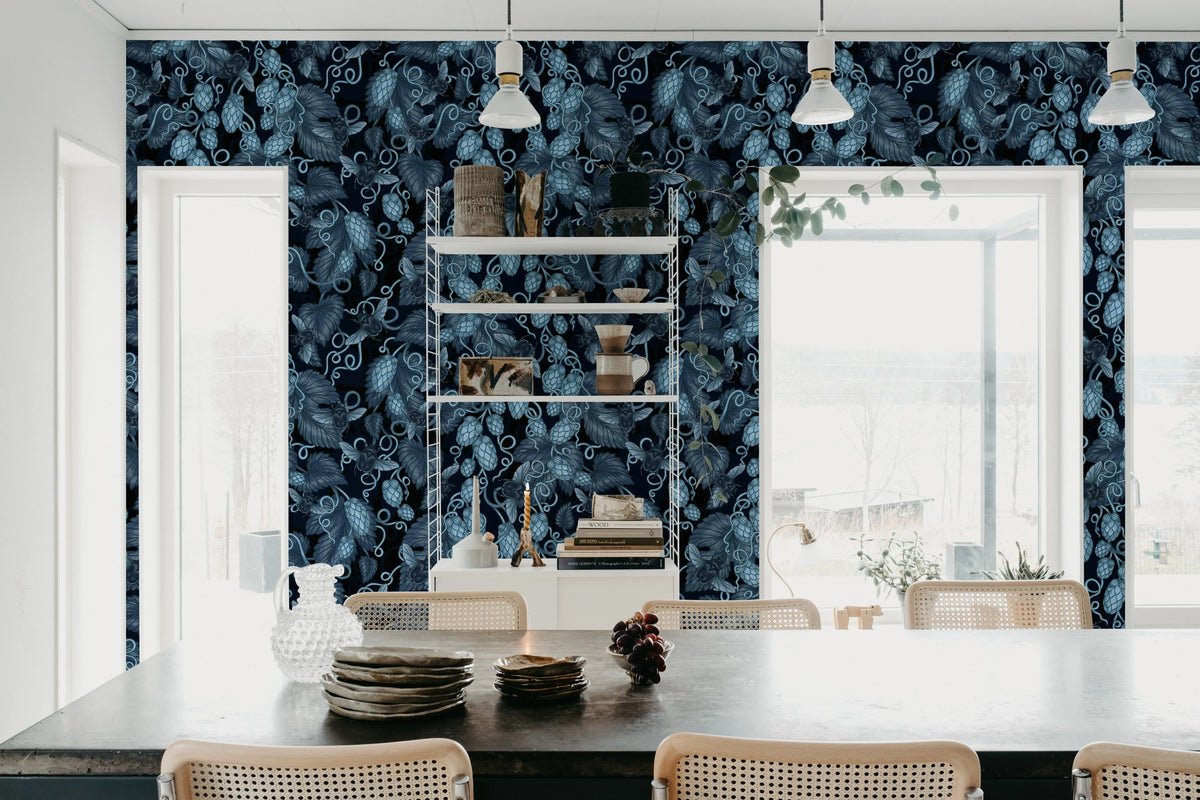 Hop Garden, Blue Mural Wallpaper - room preview 03