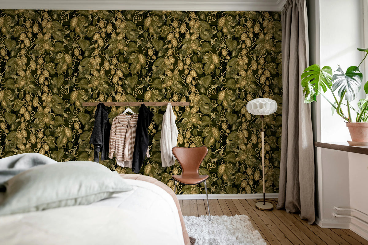 Hop Garden, Brown Mural Wallpaper - room preview 03