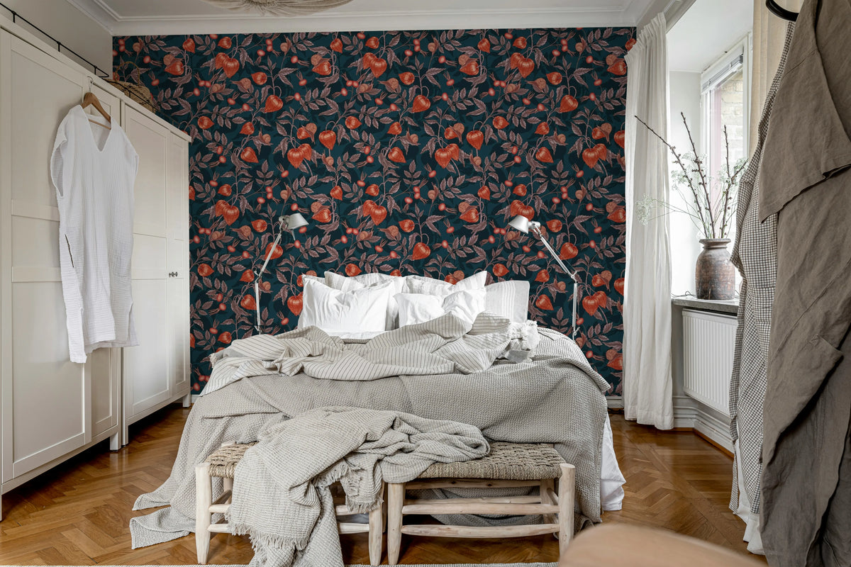 Rose Hip Garden, Red Mural Wallpaper - room preview 03