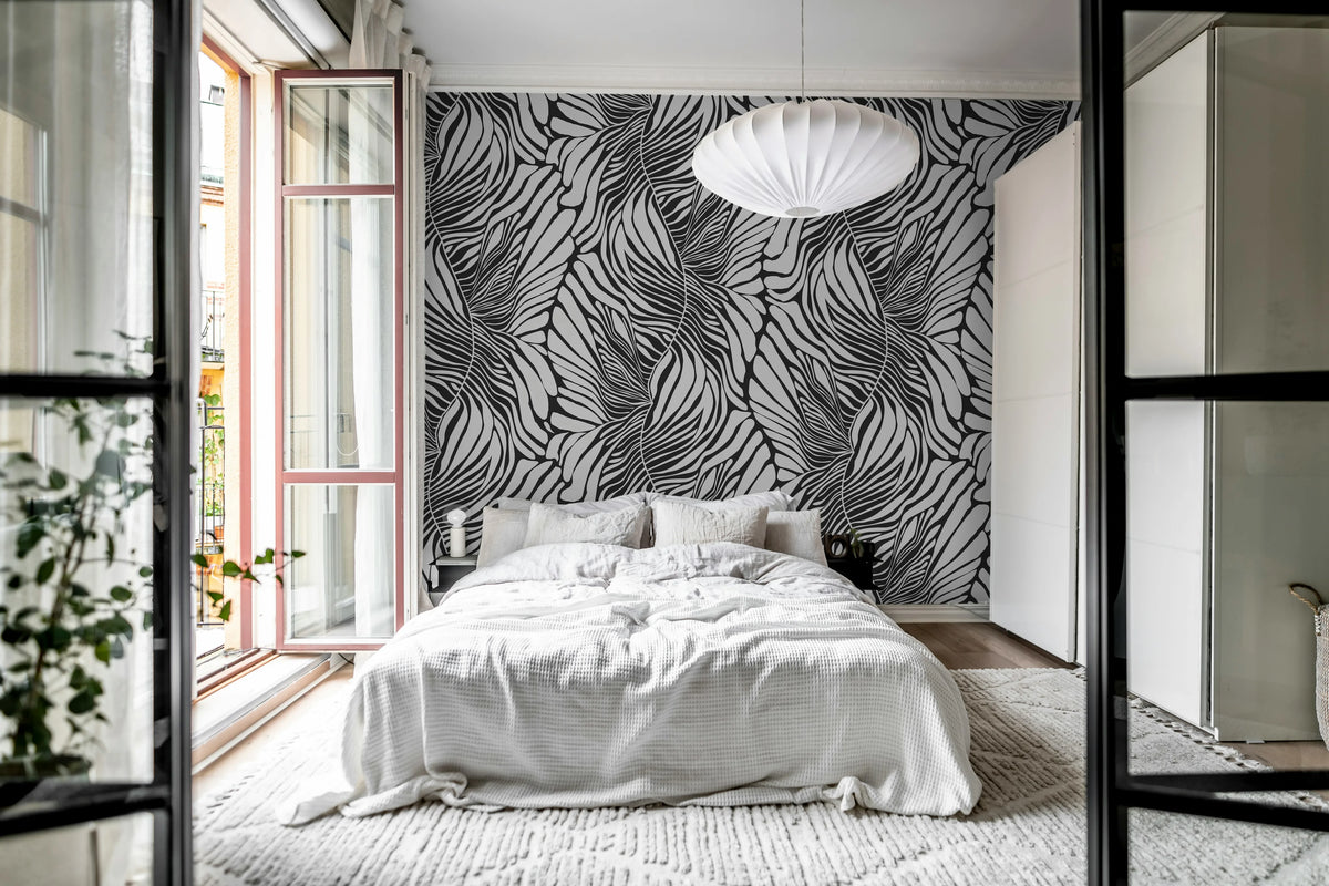 Seagrass, Graphite Mural Wallpaper - room preview 03