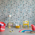 Fox Village, Blue Mural Wallpaper - room preview 03