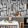 Aesthetic Shapes, Gray Mural Wallpaper - room preview 03