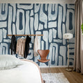 Aesthetic Shapes, Blue Mural Wallpaper - room preview 03