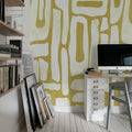 Aesthetic Shapes, Yellow Mural Wallpaper - room preview 03