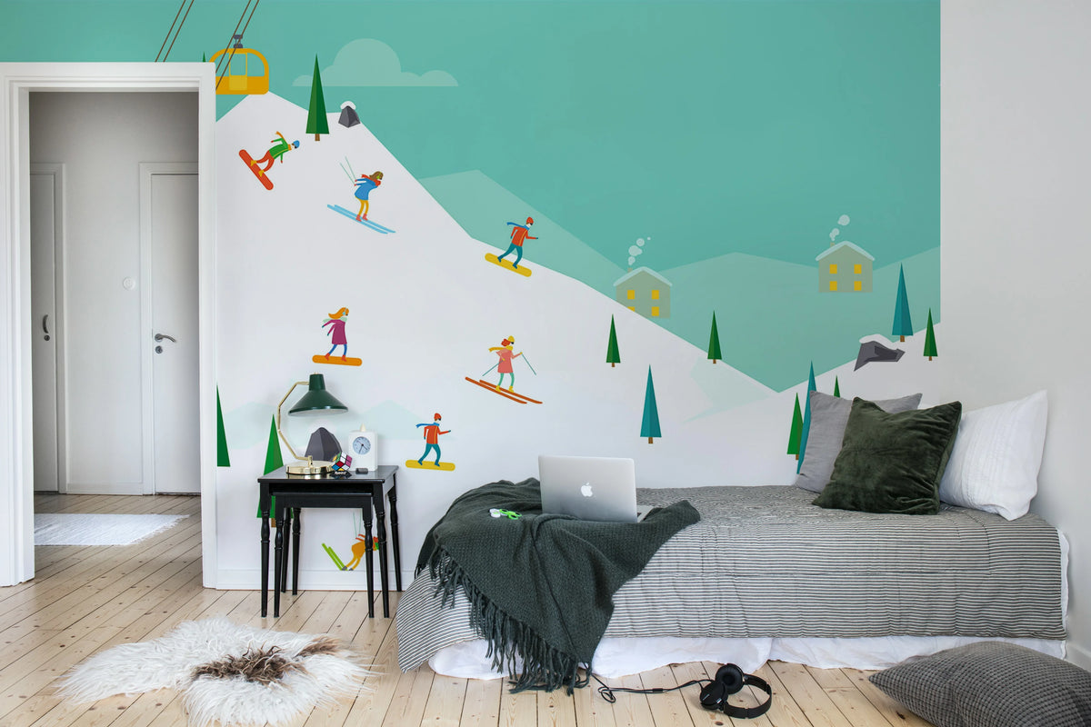 Winter Holiday, Multi Mural Wallpaper - room preview 03