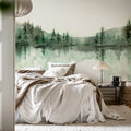 Watercolor Landscape, Forest Green Mural Wallpaper - room preview 03