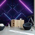 Neon Beams, Midnight Mural Wallpaper - room preview 03