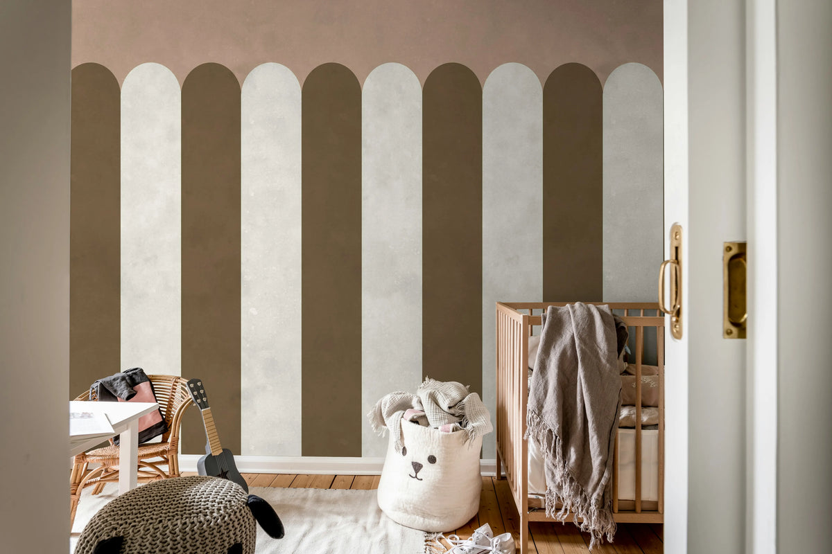 Circus Stripes, Chocolate Mural Wallpaper - room preview 03