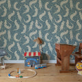 Cute Otters, Blue Mural Wallpaper - room preview 03