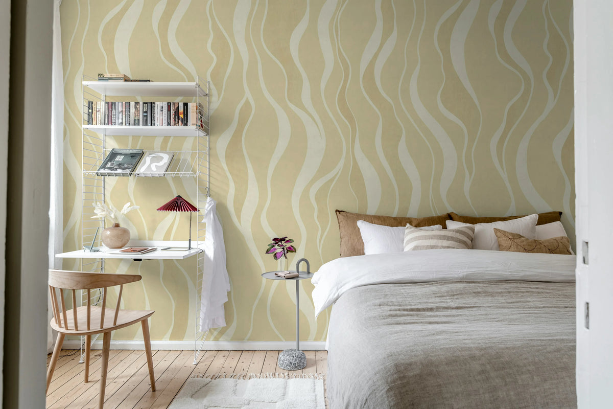 Gentle Lines, Yellow Mural Wallpaper - room preview 03