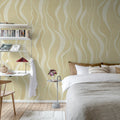 Gentle Lines, Yellow Mural Wallpaper - room preview 03