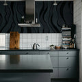 Gentle Lines, Dark Blue Mural Wallpaper - room preview 03