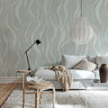 Gentle Lines, Blue Mural Wallpaper - room preview 03