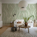 Gentle Lines, Green Mural Wallpaper - room preview 03
