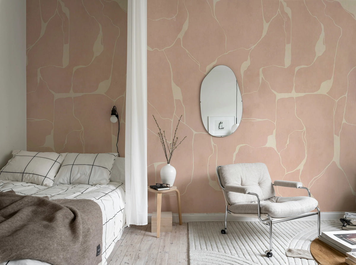 Linear Flow, Pink Mural Wallpaper - room preview 03