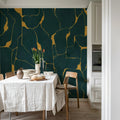 Linear Flow, Blue Mural Wallpaper - room preview 03