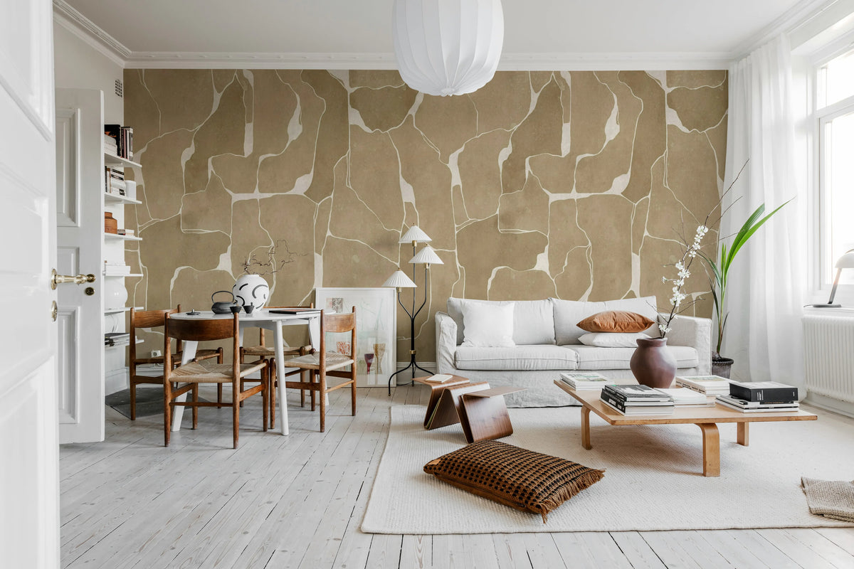 Linear Flow, Brown Mural Wallpaper - room preview 03