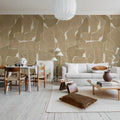 Linear Flow, Brown Mural Wallpaper - room preview 03