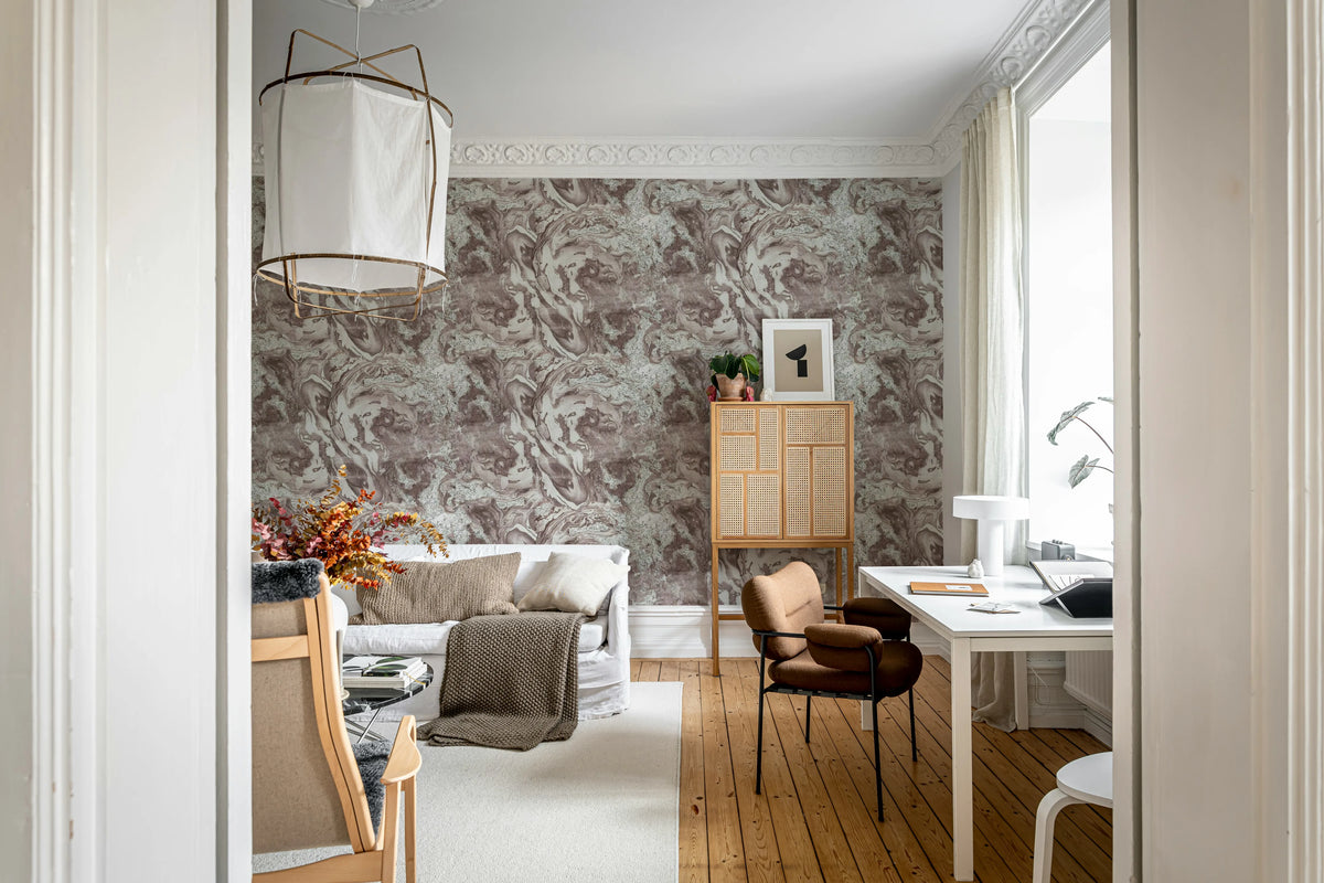 Marble Flow, Pink Mural Wallpaper - room preview 03