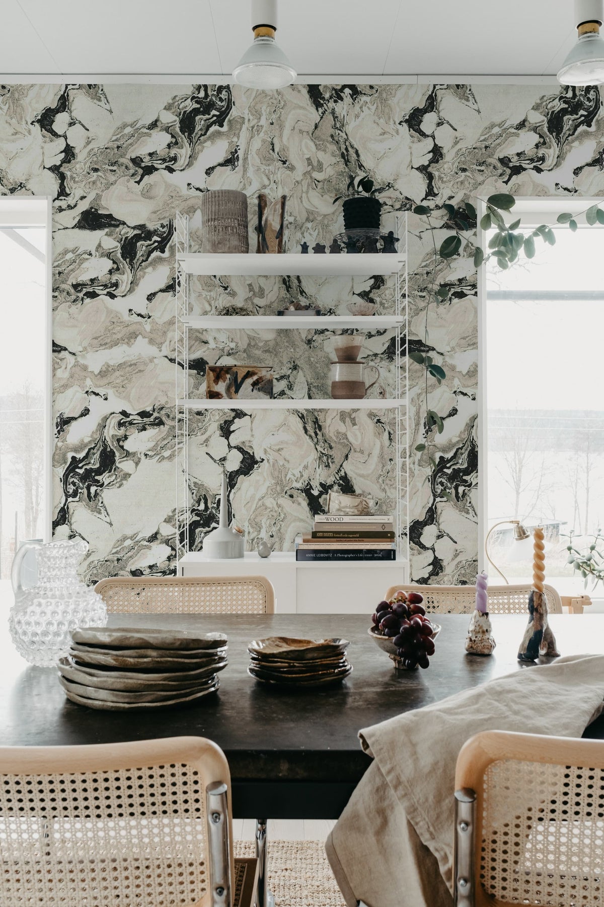 Stone Marble, Black Mural Wallpaper - room preview 03