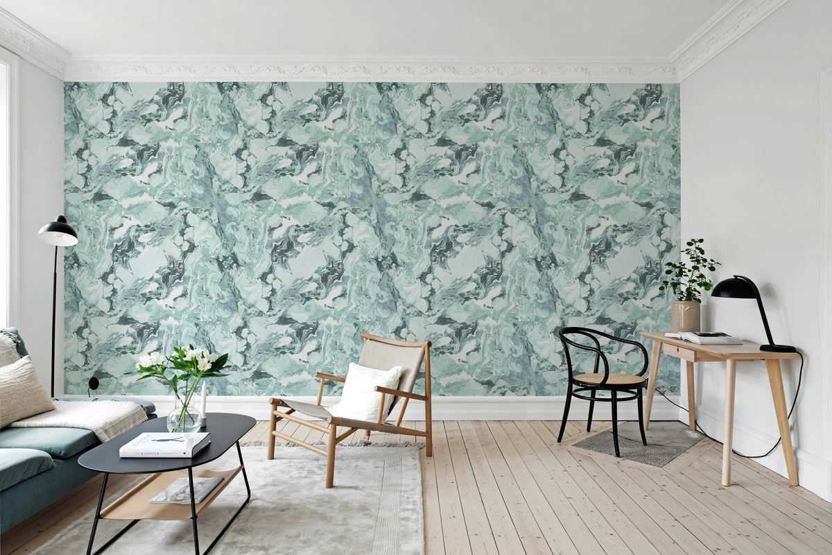 Stone Marble, Blue Mural Wallpaper - room preview 03