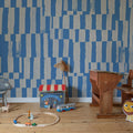 Broken Stripes, Blue Mural Wallpaper - room preview 03