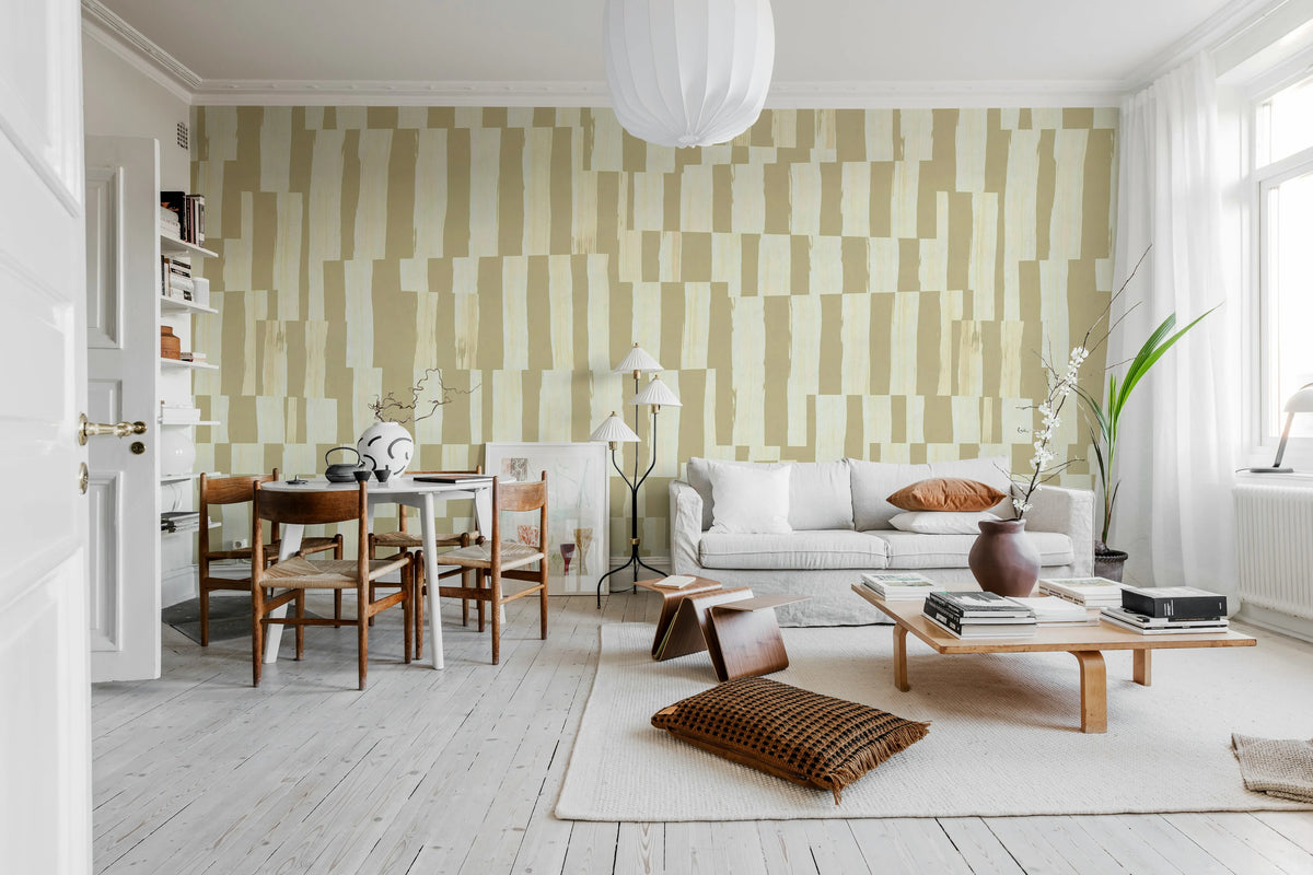 Broken Stripes, Beige Mural Wallpaper - room preview 03