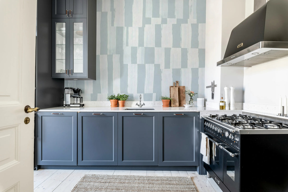 Broken Stripes, Light Blue Mural Wallpaper - room preview 03