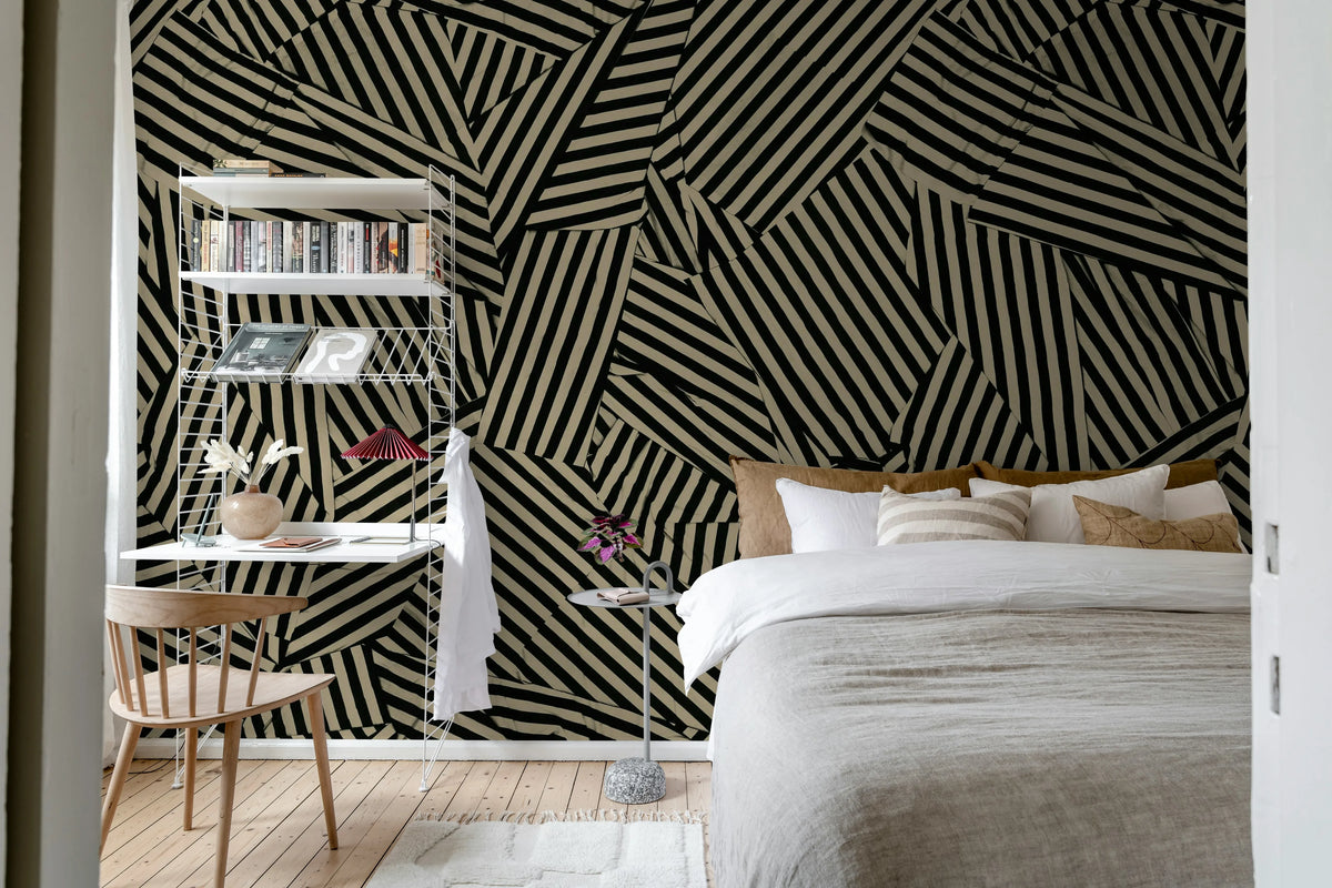 Abstract Weave, Black Mural Wallpaper - room preview 03