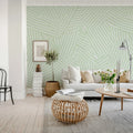 Abstract Weave, Light Green Mural Wallpaper - room preview 03