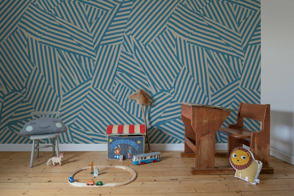 Abstract Weave, Blue Mural Wallpaper - room preview 03