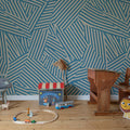 Abstract Weave, Blue Mural Wallpaper - room preview 03