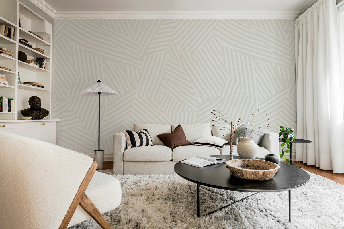 Abstract Weave, Beige Mural Wallpaper - room preview 03