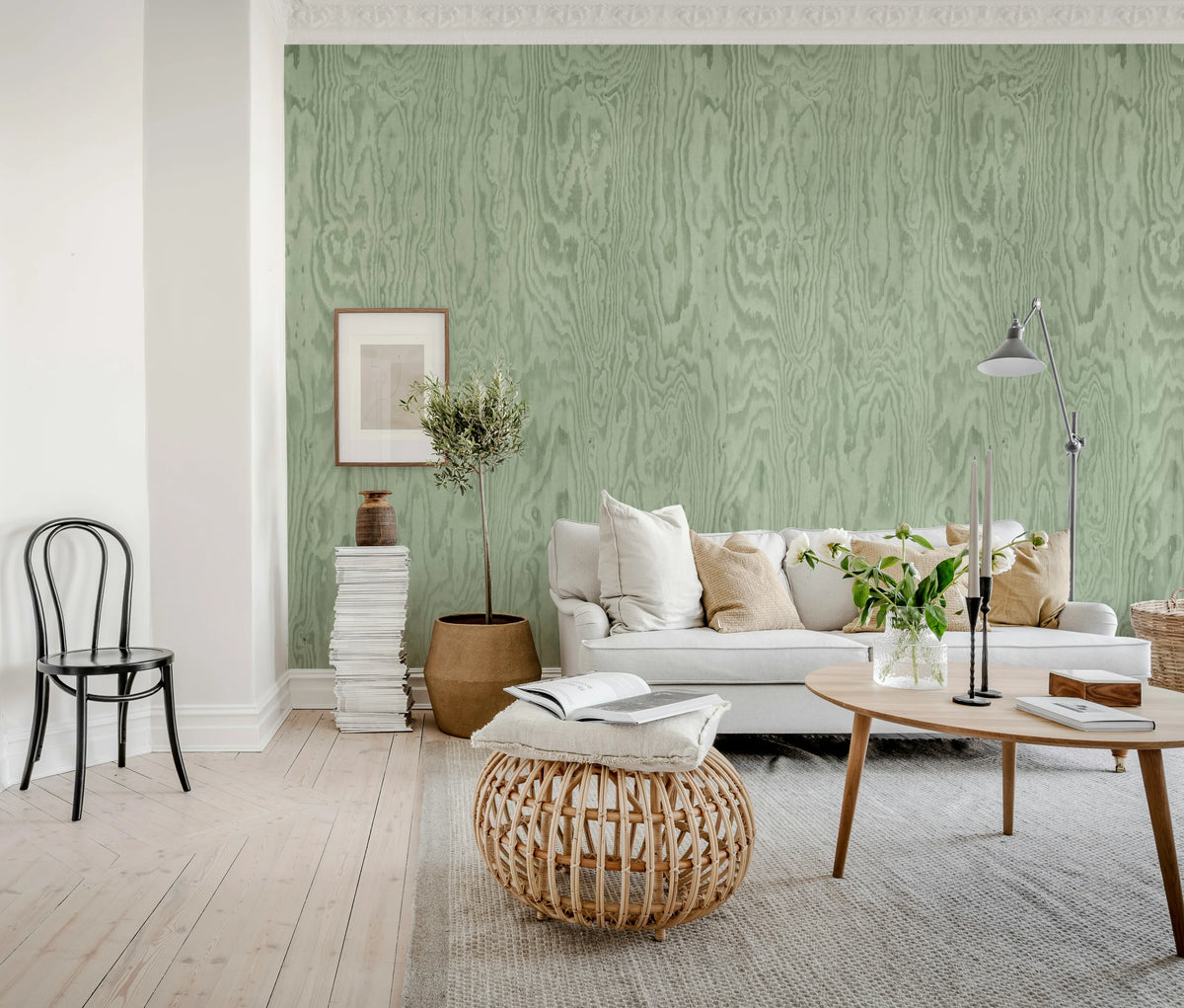 Wood Shades, Green Mural Wallpaper - room preview 03