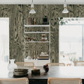 Wood Shades, Gray Mural Wallpaper - room preview 03