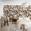 Floating Tiles, Brown Mural Wallpaper - room preview 03
