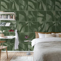 Floating Tiles, Dark Green Mural Wallpaper - room preview 03